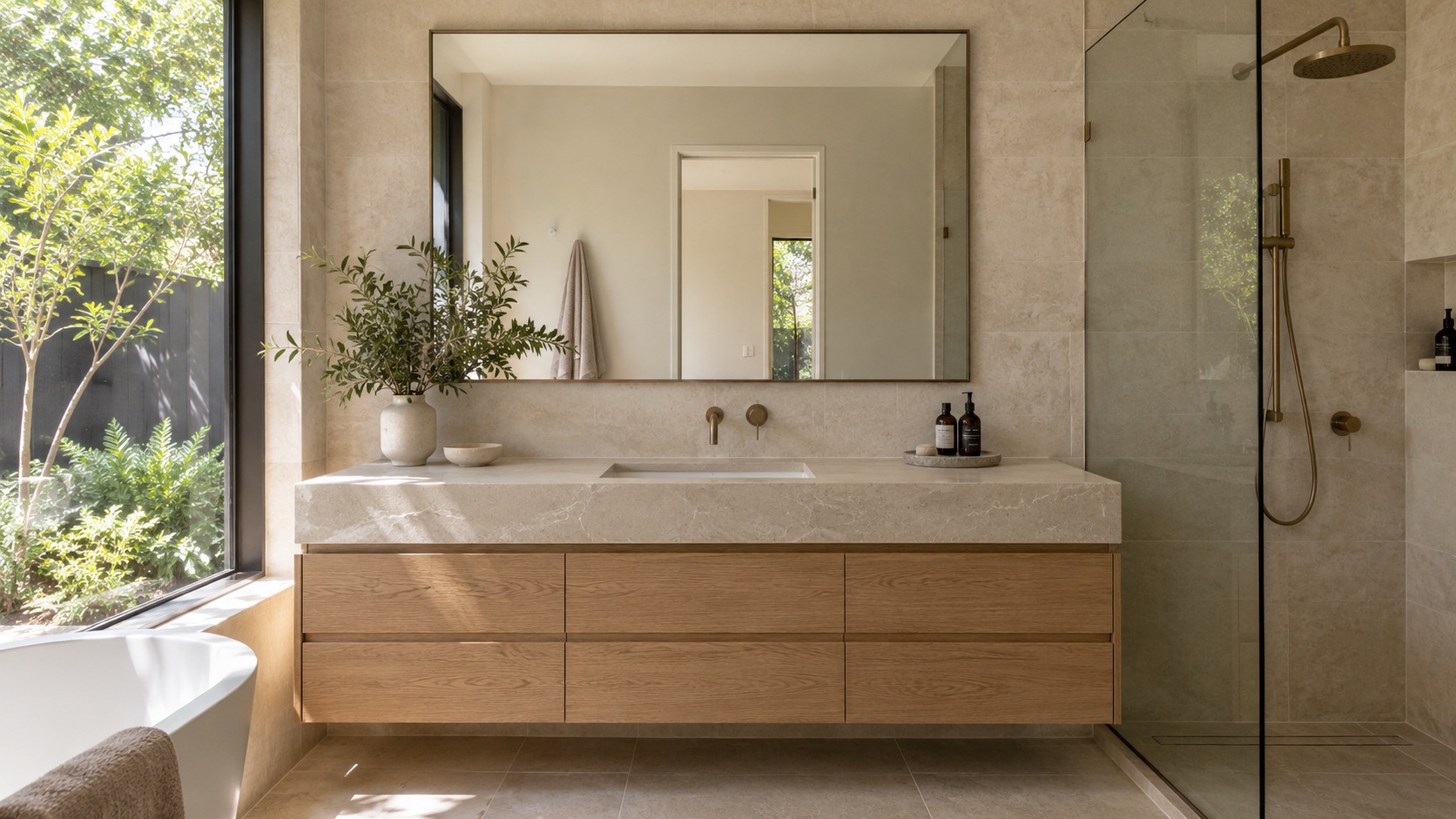 Stone and timber bathroom inspiration